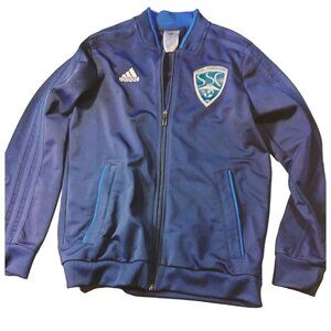 Adidas Steamboat Soccer Club Jacket Zipper Colorado Blue White Number 10 Medium